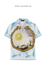 Amjrj Multicolor Landscape Frame Bowling Shirt
