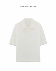 Áo White Knitted Polo Shirt