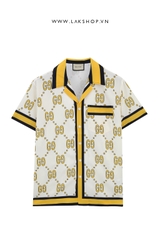 Guccj GG Monogram Bowling Yellow Shirt