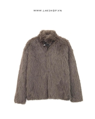 Áo Brown Faux Fur with Embroidered Jacket cs2