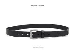 Thắt Lưng Black Leather Square Pattern Belt 3cm