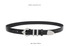 Thắt Lưng Black Leather Curved Buckle Belt 2.5cm