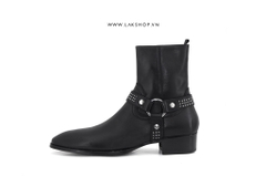 Sajnt Laurent Paris Black Studded Wyatt Boots cs2