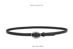 S.L.P Black Leather Oval Mini Belt (bản nhỏ 1.8cm)