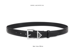 Thắt Lưng P.R.D Black Leather Square Triangle Logo Belt 3cm