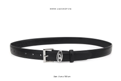 D Logo Black Leather Square Triangle Logo Belt 3cm