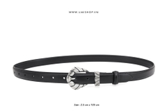 Black Leather Seashell Pattern Buckle Belt 2.5cm