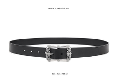 Thắt Lưng Black Leather Square Baroque Belt (3cm)