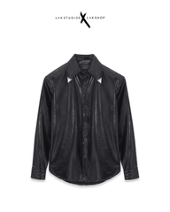 Áo Lak Studios Faux Leather Crocodile Shirt