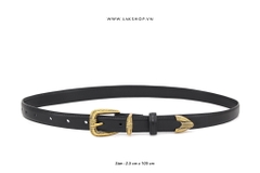 Thắt Lưng Black Leather Brocade Gold Belt 2.5cm