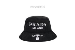 Pr@da Embroidered Logo Bucket Hat in Black