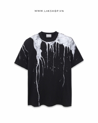 Áo Oversized Black Flowing Paint Shoulder Padding T-shirt