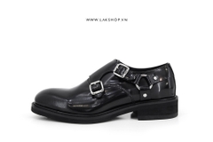 Black with Ring Buckle Platform Shoes cs2