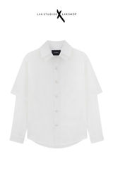 Áo Lak Studios Double Neck & Sleeve White Shirt