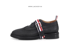 Th0m Br0wne Black Leather Straped Brogues Shoes