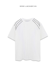 Áo Oversized White with Trim Shoulder Padding T-shirt