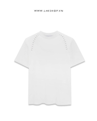 Oversized White Long Studs Padding T-shirt
