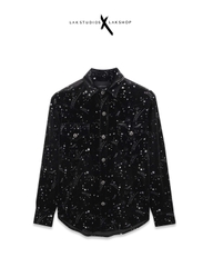 Áo Lak Studios Star Velvet Black Shirt