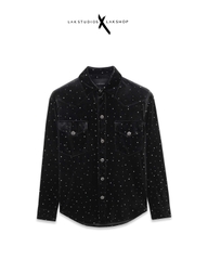 Áo Lak Studios Polka-Dot Velvet Black Shirt