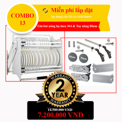 Combo Giá bát nâng hạ inox 304 + Tay nâng Blum