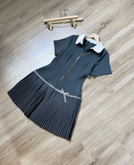 Đầm Phối Xếp Ly CK màu Xám