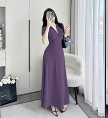 Đầm Midi Xoắn Ngực 2 Màu