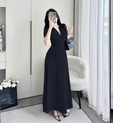 Đầm Midi Xoắn Ngực 2 Màu