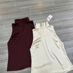 Áo Lụa Cổ Cao Mango