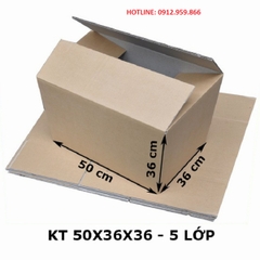 KT: 50 x 36 x 36 cm, 5 lớp, Sóng AB, Giấy KPP.