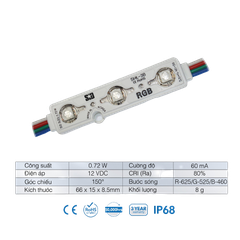 Chip LED SamSung 2835 Module 3 Bóng SiD IP68, Bảo hành 3 năm