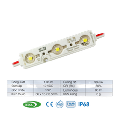 Chip LED SamSung 2835 Module 3 Bóng SiD IP68, Bảo hành 3 năm