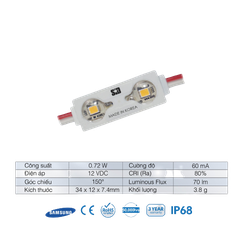 Chip LED SamSung 2835 Module 3 Bóng SiD IP68, Bảo hành 3 năm