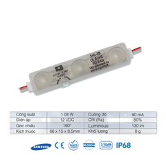 Chip LED SamSung 2835 Module 3 Bóng SiD IP68, Bảo hành 3 năm