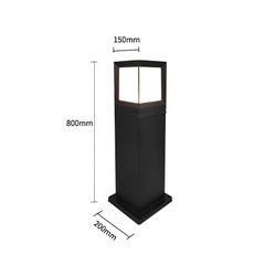 Cột Đèn Thấp Nấm Sân Vườn Nhôm Sơn Tĩnh Điện Kiểu Trụ Vuông cao 0,8m ZALAA ZNSV-H0.8M