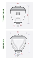 BÓNG ĐÈN TULIP - Đầu Đèn Trang Trí Công Viên /Cảnh Quan Sân Vườn cho cột từ 3-10m