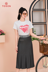 AP113W24 - Áo cotton trắng in hình tim đỏ