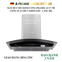 Máy hút mùi kính cong Pramie AC17-700 sản xuất Thái Lan