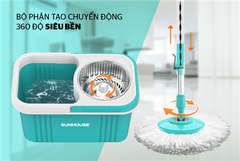 Combo Bộ lau nhà xoay 360 độ Sunhouse KS-CL350PB + 1 bông lau