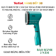 Bàn ủi hơi nước cầm tay Tefal Pure Pop DT2024E1 - Xanh lơ