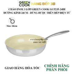 Chảo chiên inox 3 lớp Green Cook 24cm GCP235-24IH