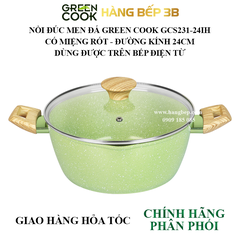 Nồi men đá miệng rót Green Cook 24cm GCS231-24IH