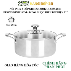 Nồi inox 3 lớp Green Cook 20cm GCS235-20IH