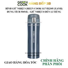 Bình giữ nhiệt inox 304 Green Cook 500ml GCVB2305 (xanh)