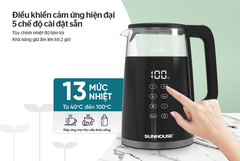 Bình đun siêu tốc thủy tinh Sunhouse SHD1333 - 1.7 lít