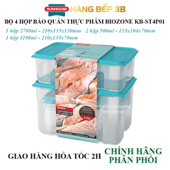 Bộ 4 hộp bảo quản thực phẩm Biozone KB-ST4P01