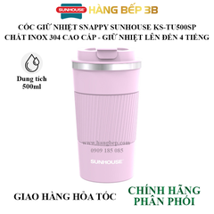 Cốc giữ nhiệt inox 304 Sunhouse 500ml KS-TU500SP (màu hồng)