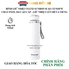 Bình giữ nhiệt inox 304 Sunhouse 920ml KS-TU920FW (màu trắng)