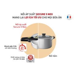 Nồi áp suất inox Tefal Secure 5 Neo 4 lít P2534237 - sử dụng bếp từ