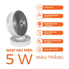 Quạt sạc điện Nanoco NRF6215W màu trắng