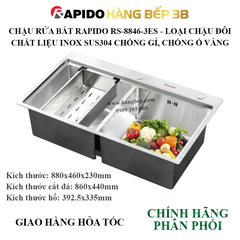 Chậu rửa chén đôi inox 304 RS-8846-3ES